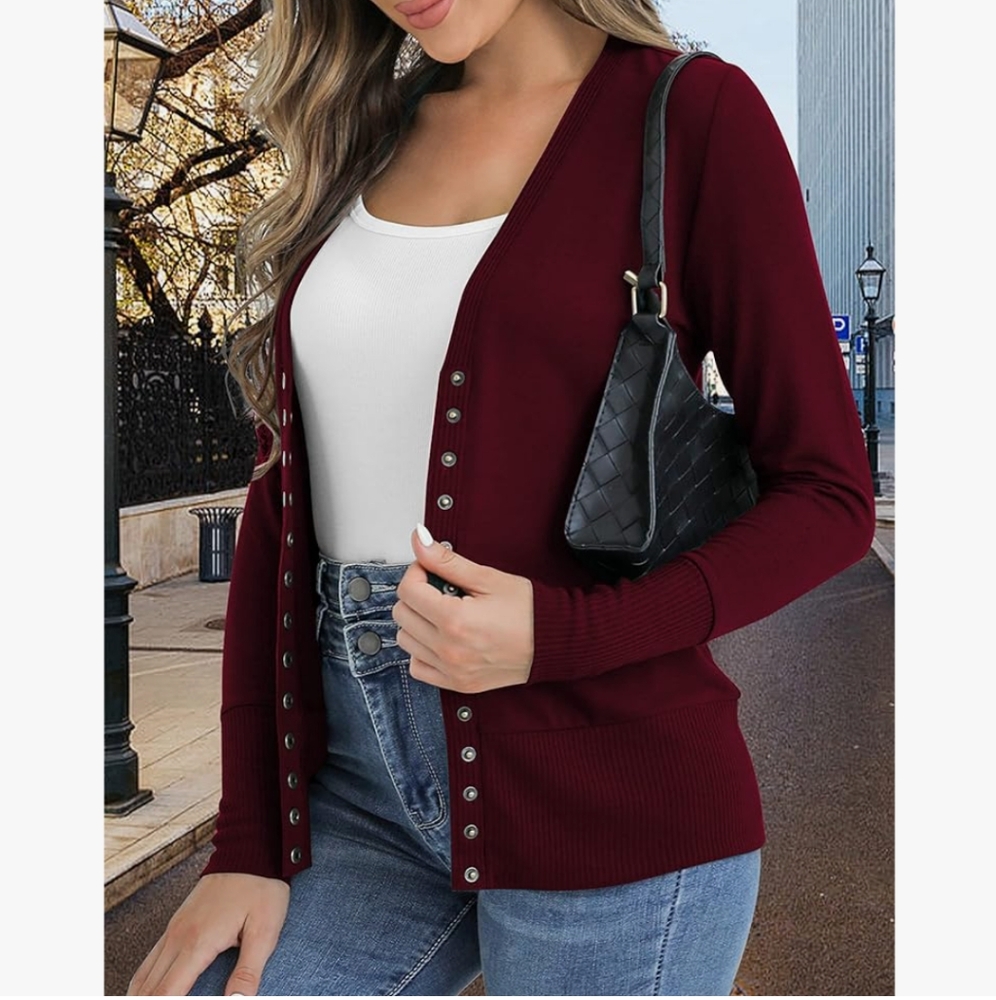 Women's Burgundy Cardigan